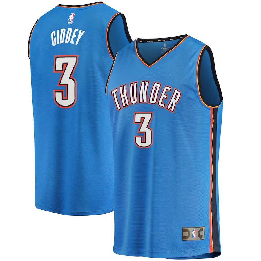Men Oklahoma City Thunder #3 Josh Giddey Fanatics Branded Blue Icon Edition 2021-22 Fast Break Replica NBA Jersey